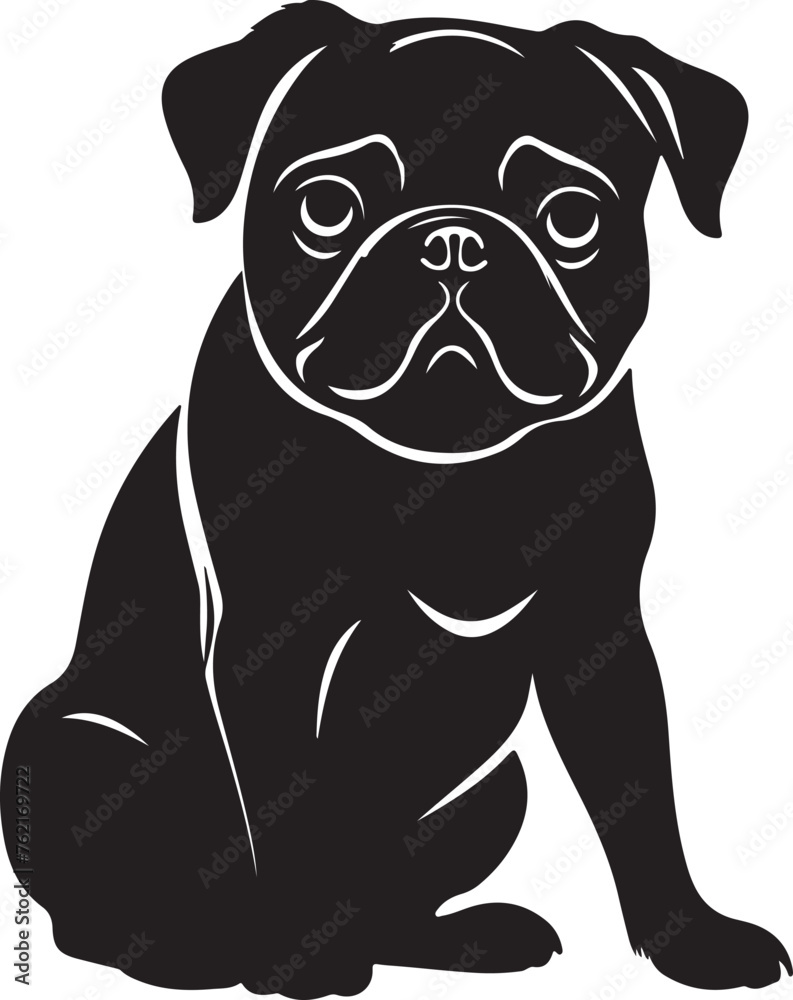 Pug Silhouette Vector Illustration White Background Pug Silhouette Vector Illustration White Background