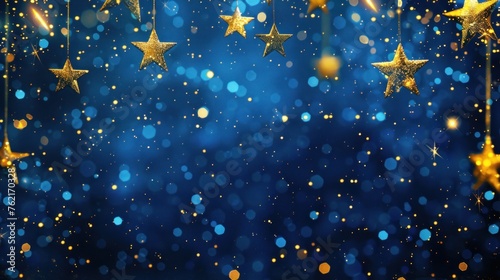 Blue color starry night sky abstract background. AI generated image