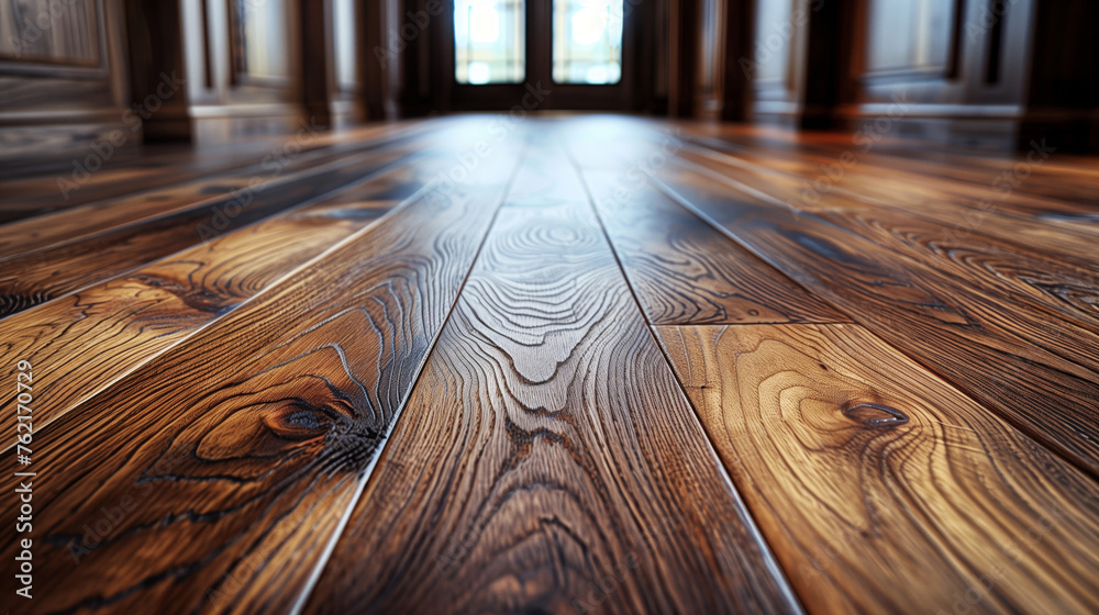 Close-up laminate flooring. Oak laminate with a wooden pattern - obrazy, fototapety, plakaty 