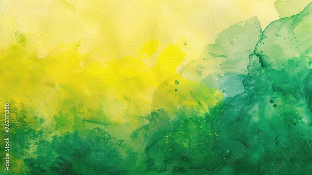 Abstract design hand painted green yellow watercolor texture background. AI generated image