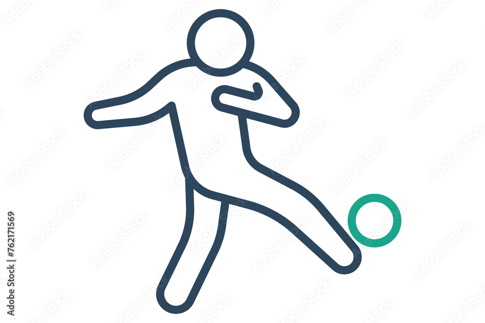 football player icon. people kick the ball. icon related to sport, gym. line icon style. element illustration. football player icon. people kick the ball. icon related to sport, gym. line icon style. element illustration.