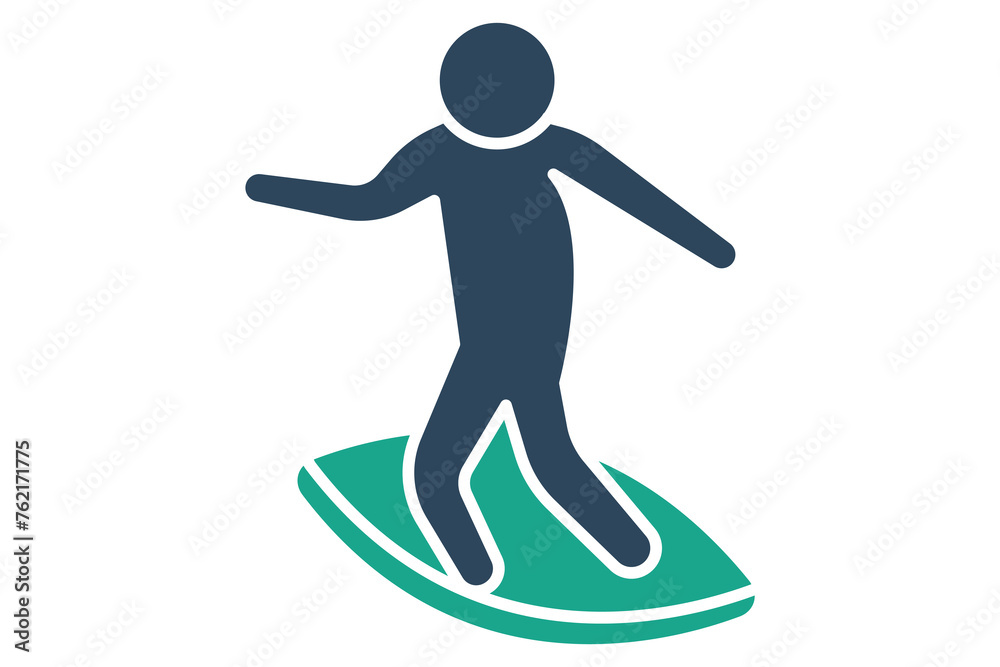 surfing icon. people use surfing. icon related to sport, gym. solid icon style. element illustration.