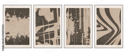 Set of 4 Abstract illustration in vintage style. For use in graphics, for wall decor. .