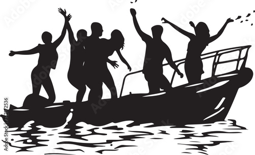dancing on Pontoon boat silhouette vector