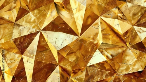 Luxury geometric golden triangles and squares texture background. AI generated image