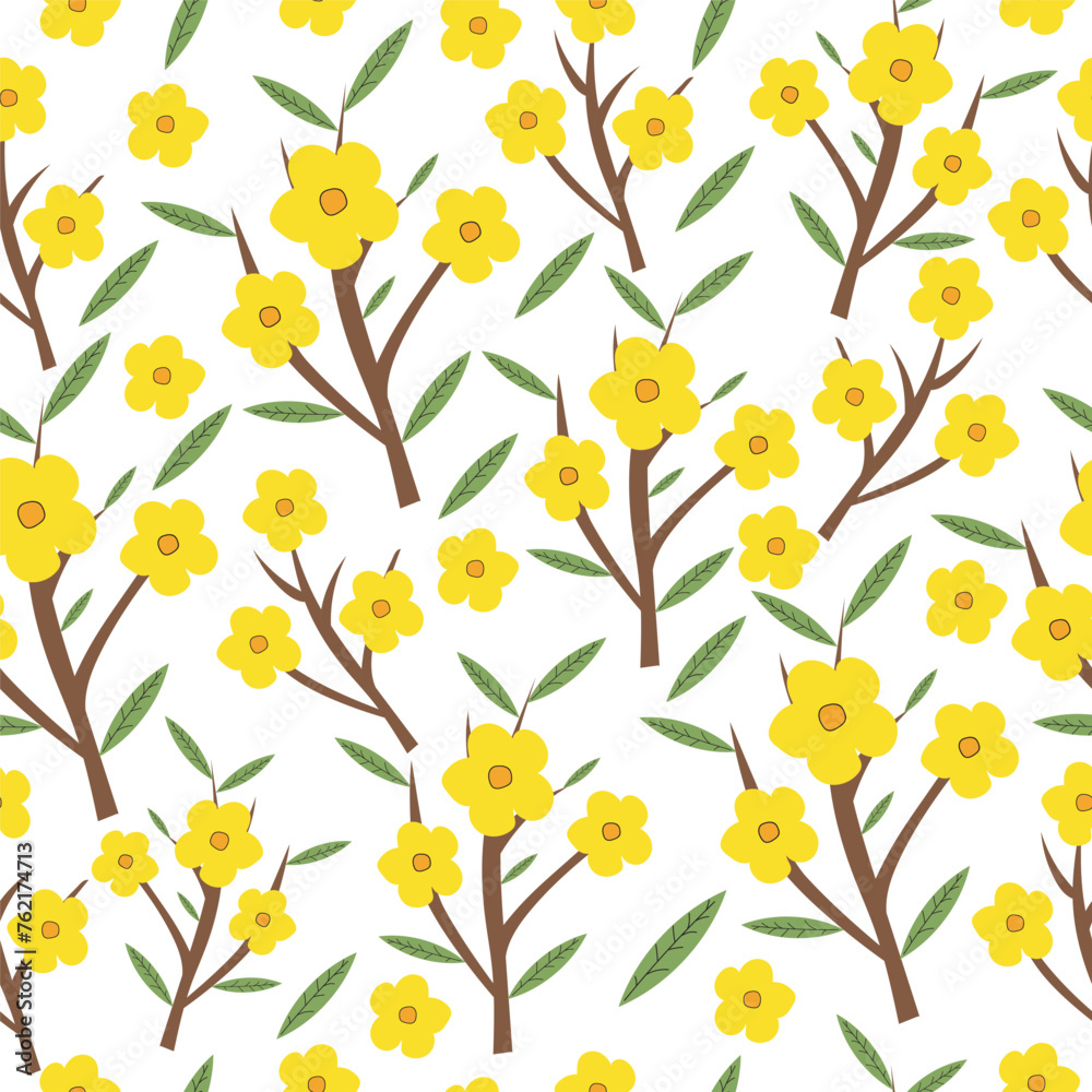 vector cute Floral seamless pattern with flowers in scandlnavlan style. Great for fabric, textile. Vector background
