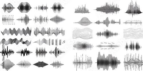 Monochrome volume audio lines, soundwaves rhythm photo
