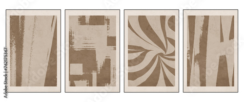 Set of 4 Abstract illustration in vintage style. For use in graphics, for wall decor. .