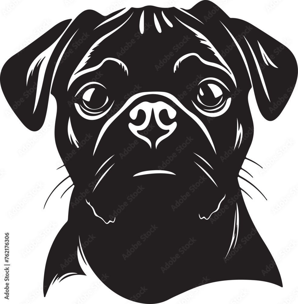 Fototapeta premium Pug Silhouette Vector Illustration White Background