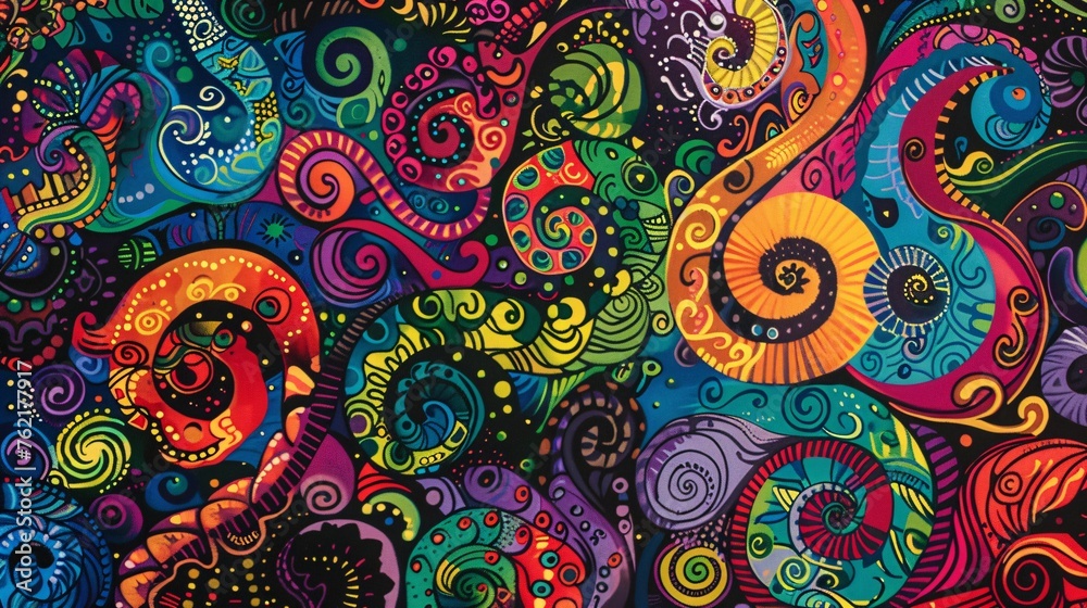 A vibrant and colorful background filled with intricate patterns A vibrant and colorful background filled with intricate patterns