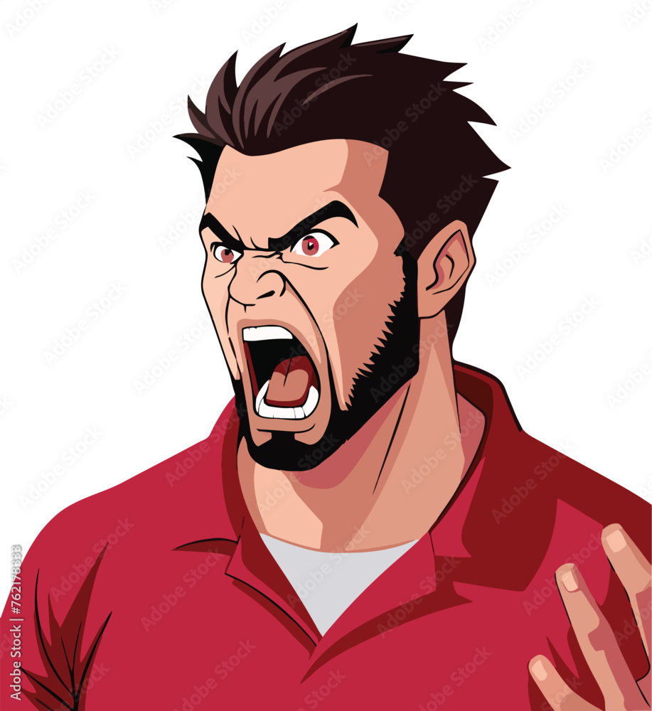 Angry man cartoon character yelling