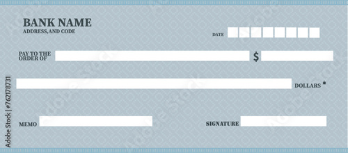 Bank cheque vector template New design  photo