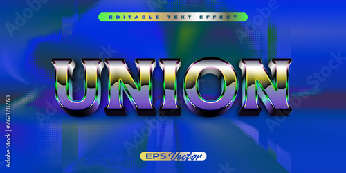 Retro text effect union chrome editable 80s style