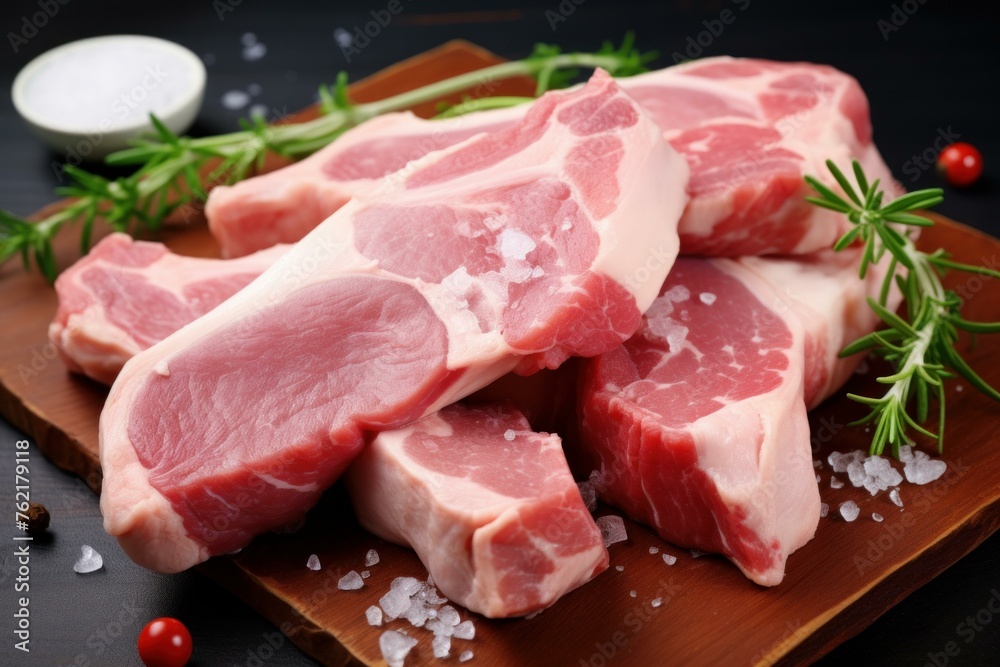 Chilled Raw pork meat. Pig rib. Generate Ai Chilled Raw pork meat. Pig rib. Generate Ai