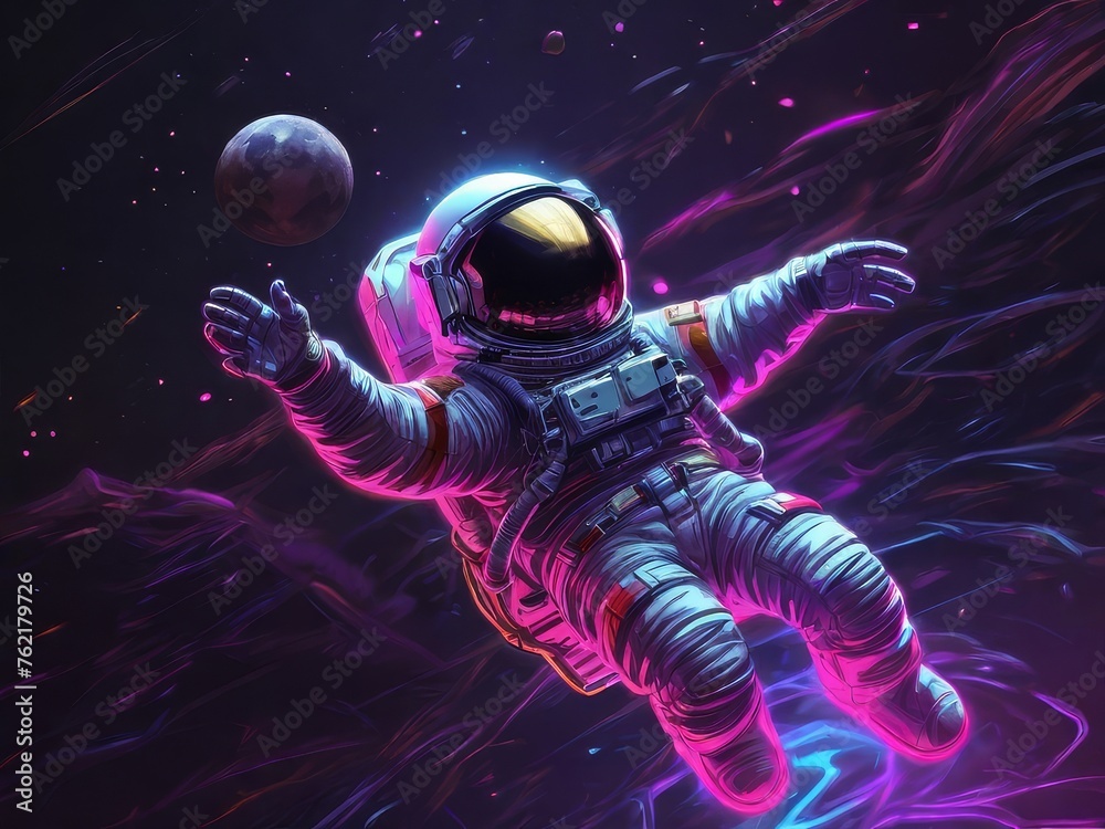 a neon drawing of an astronaut floating in space HD Wallpapers a neon drawing of an astronaut floating in space HD Wallpapers