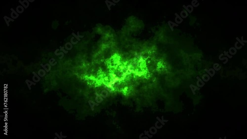 Animated dark glossy and shiny green smoke cloud background