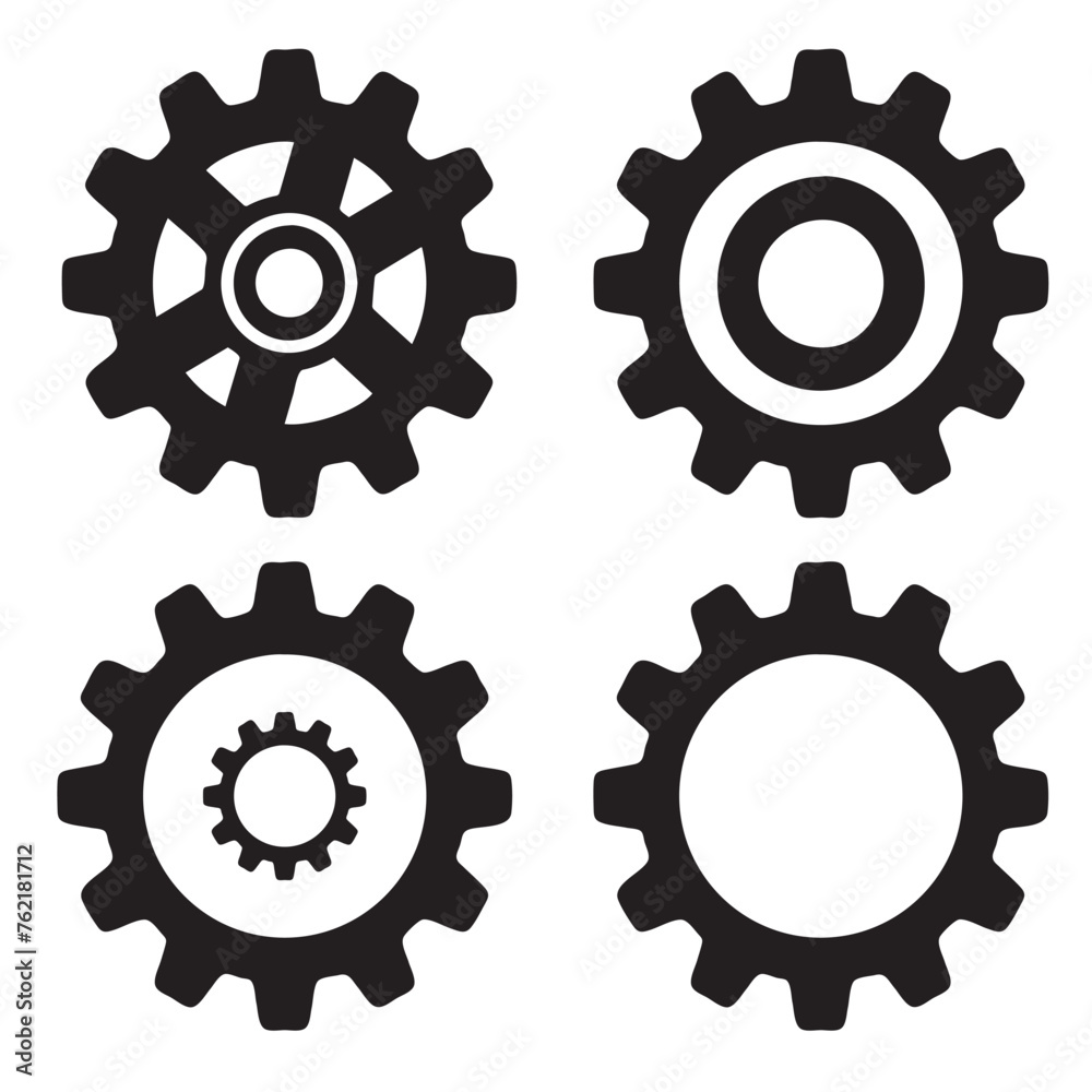 Settings icon line, settings icon vector, silhouette set Settings icon line, settings icon vector, silhouette set