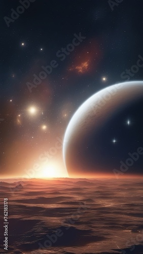 wild planet view in outer space sci-fi wallpaper wertical