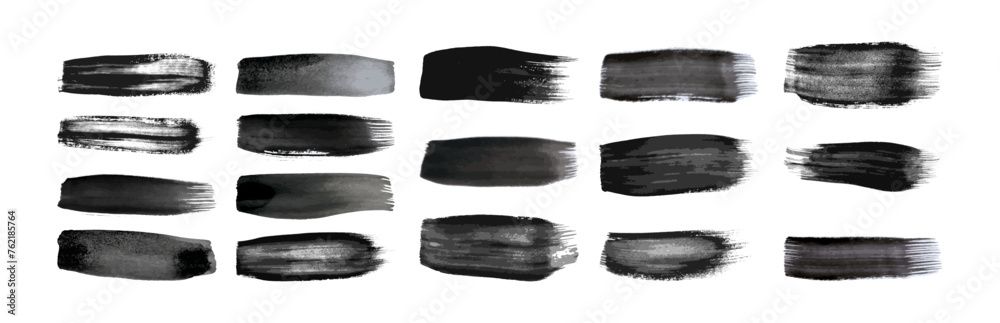 Set of black hand drawn brush strokes