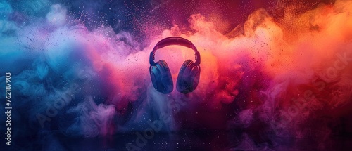 Music Day Event. Colorful design of music headphones. Commercial concept. © Danyilo