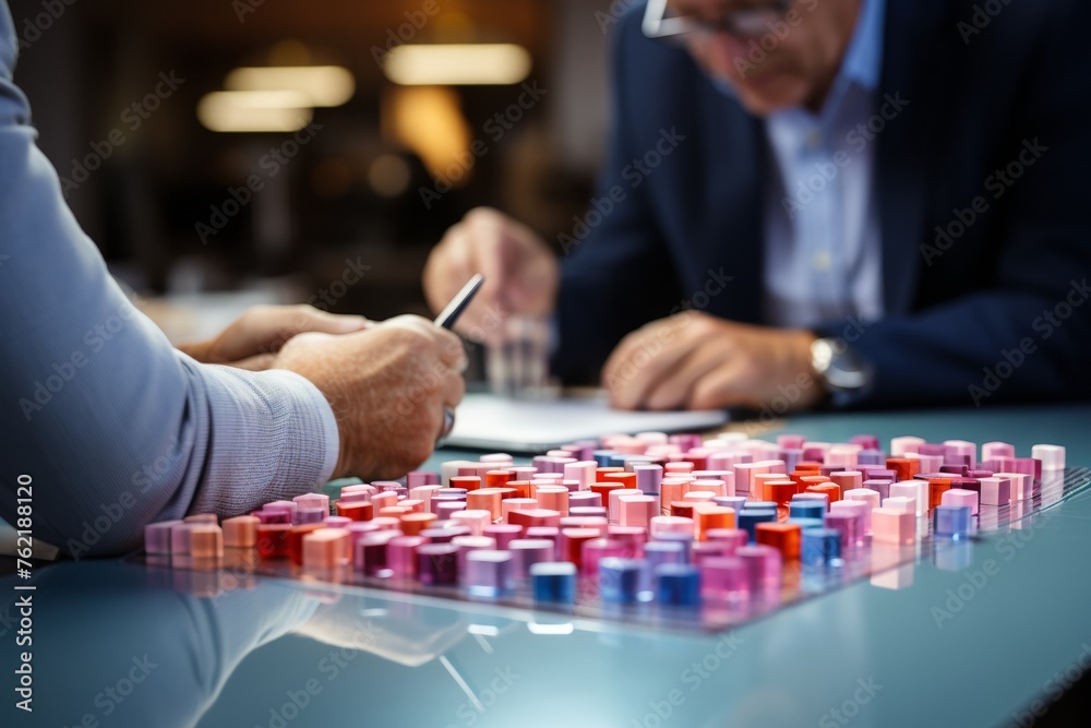 A man strategizes in a board game, showcasing business acumen and competitive spirit. A man strategizes in a board game, showcasing business acumen and competitive spirit.