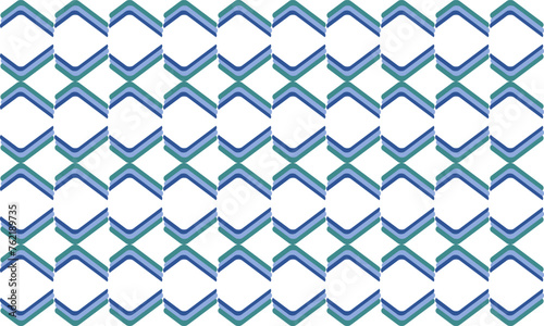 blue green ribbon wave diamond on white background  seamless pattern with repeat blue waves as horizontal strip line  replete image design for fabric printing patter