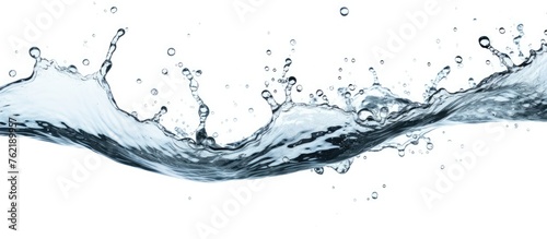 An artistic closeup of a water splash on a white background, resembling a liquid painting with transparent material and glasslike effect