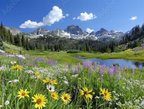 Mountain Splendor: Wildflower Carpets and Alpine Landscapes in Alpine Meadows - Serene Landscapes in Alpine Meadows - Immerse yourself in the natural splendor of mountain © Cool Patterns