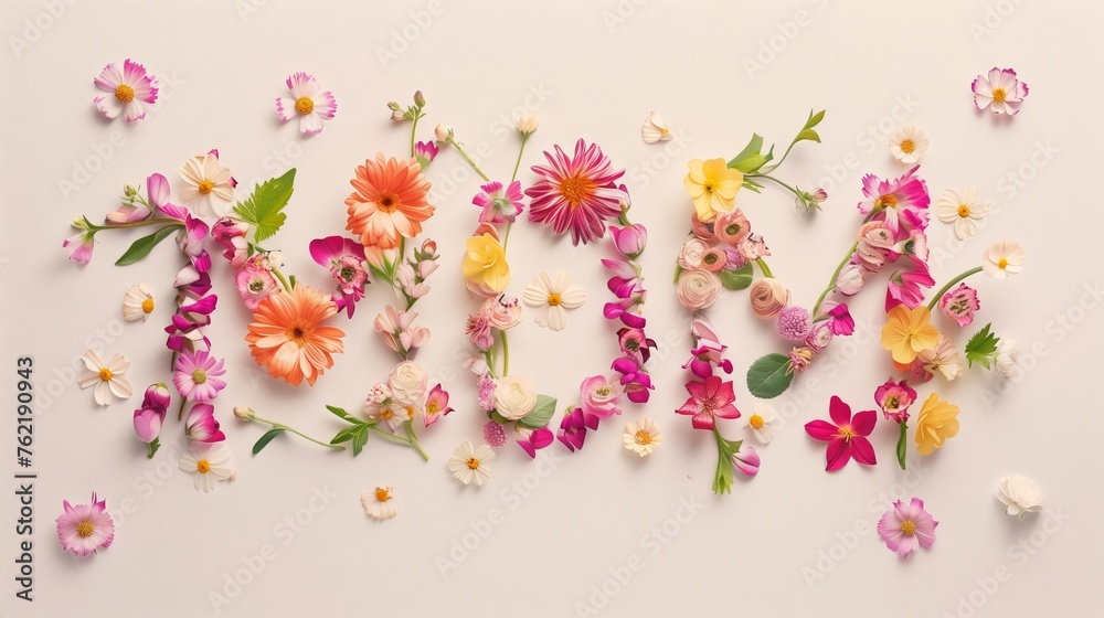 Mother's day - illustration of mom text made with flowers Mother's day - illustration of mom text made with flowers