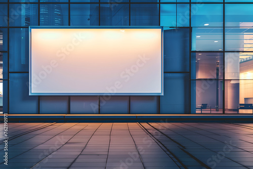 Leere Leuchtreklametafel in der Nacht: Mockup für kreative Werbegestaltung auf weißem Hintergrund