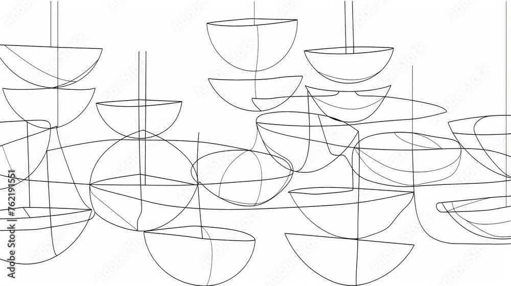 A collection of scales demonstrating the principle of balance, with bowls in both equilibrium and disequilibrium, rendered in a simple line design A collection of scales demonstrating the principle of balance, with bowls in both equilibrium and disequilibrium, rendered in a simple line design