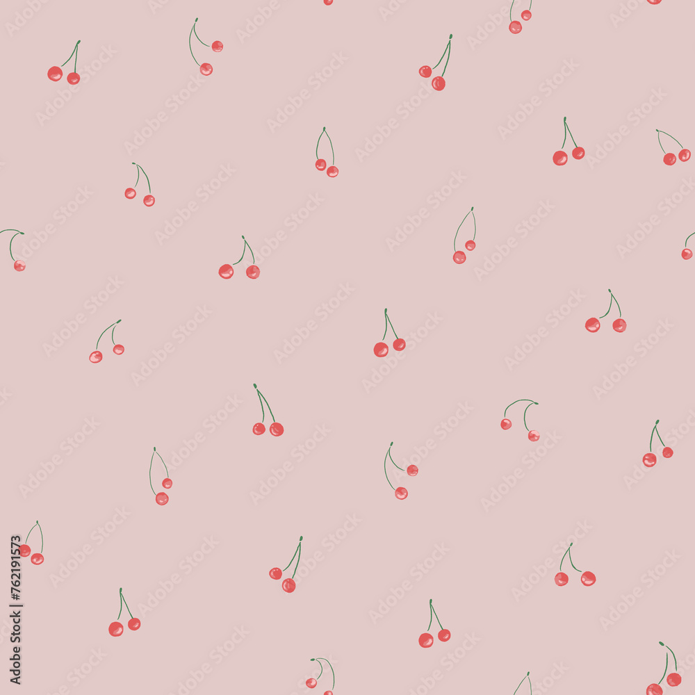 Romantic cherries seamless pattern Romantic cherries seamless pattern