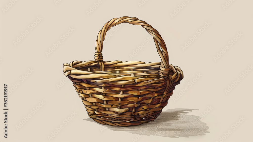 A digital illustration of an unadorned basket, rendered in vector format