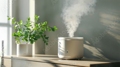 diffuseur d'huiles essentielles par ionisation - sur un buffet dans un salon
