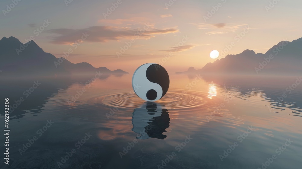 A high-quality depiction of the yin and yang symbol, expertly divided ...