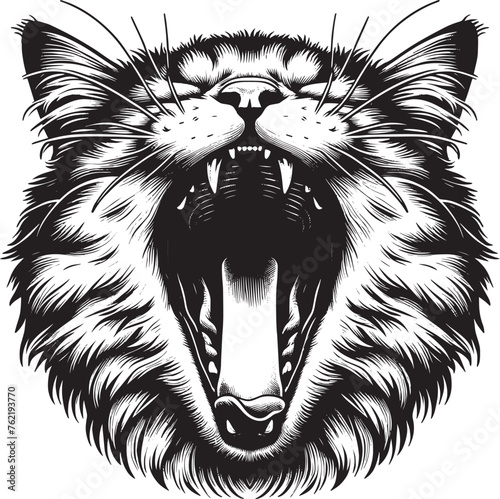 Black and White Cute Cat Vector Illustration