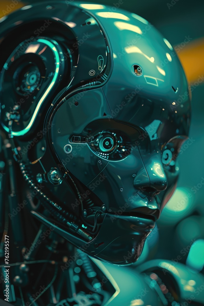 Detailed close up of a robot's head, suitable for technology concepts Detailed close up of a robot's head, suitable for technology concepts
