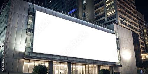 mockup huge white broadsheet on the building at night