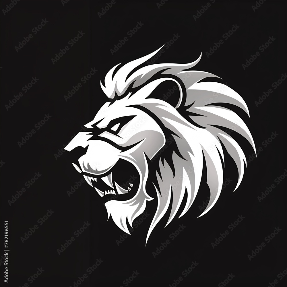 Fototapeta premium logo of a white lion on black background 