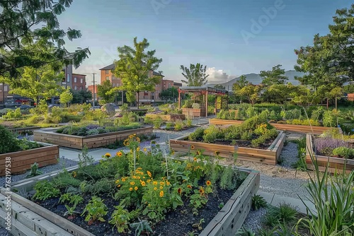 Professional Photography of an Urban Green Space Revitalization Project, Generative AI