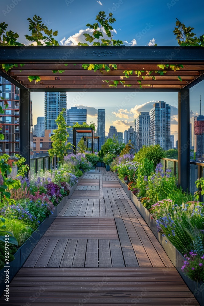 Professional Photography of an Urban Rooftop Garden Oasis, Generative AI Professional Photography of an Urban Rooftop Garden Oasis, Generative AI
