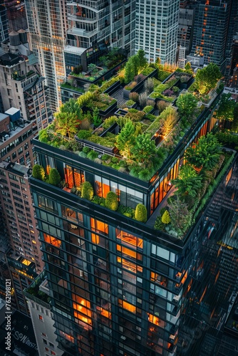 Professional Photography of an Urban Rooftop Garden Oasis, Generative AI
