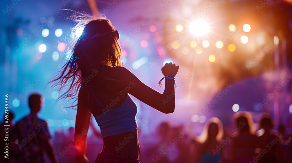 a solitary dancer lost in the rhythm of the music, at a music festival a solitary dancer lost in the rhythm of the music, at a music festival