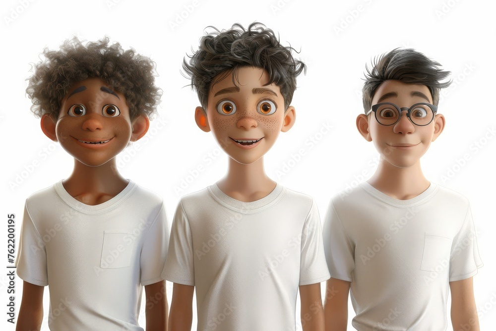 Three Children Wearing White Shirts Three Children Wearing White Shirts