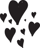 set of Hand Drawn  hearts