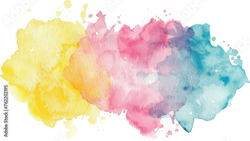 watercolor splashes yellow pink blue