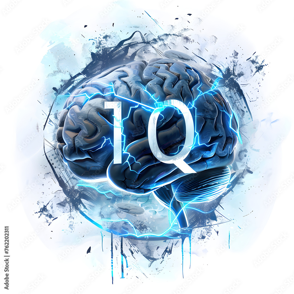 Stylized Brain and Lightning Design as an IQ Logo Concept Representing ...