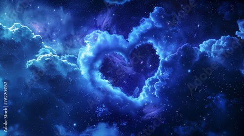 Heart In Indigo Cosmic Sky For Valentine's Day