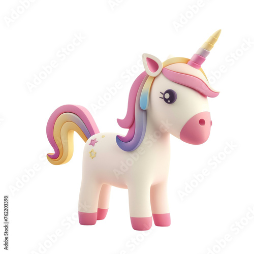 Magical unicorn with a pastel mane and tail, sparkling stars, bringing enchantment to a fantasy setting © kitinut