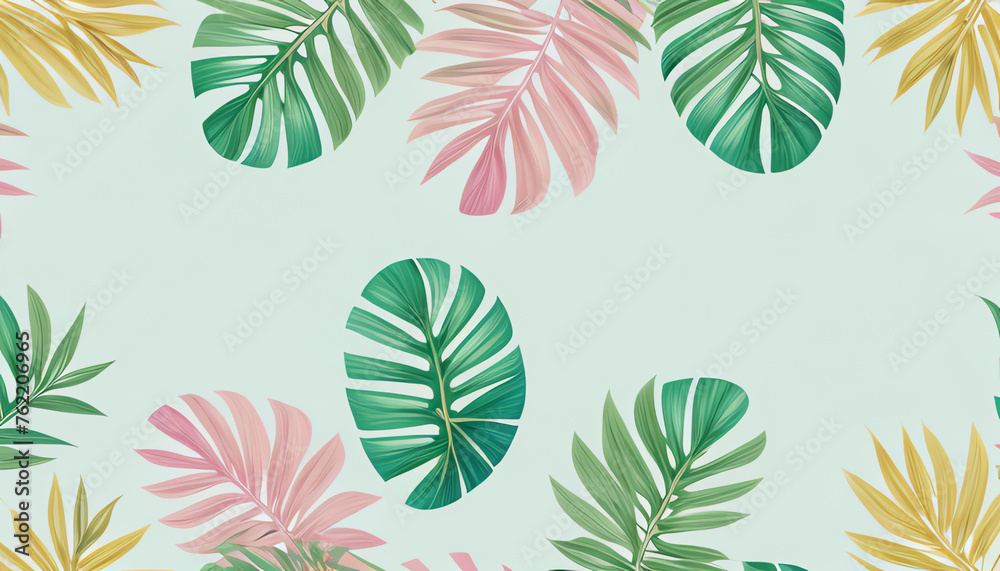 Fototapeta premium illustration pastel leaves background